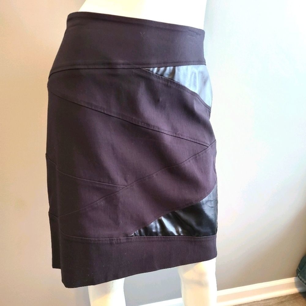 Rafaella Black Bandage Skirt with Faux Leather sz - Picture 5 of 8